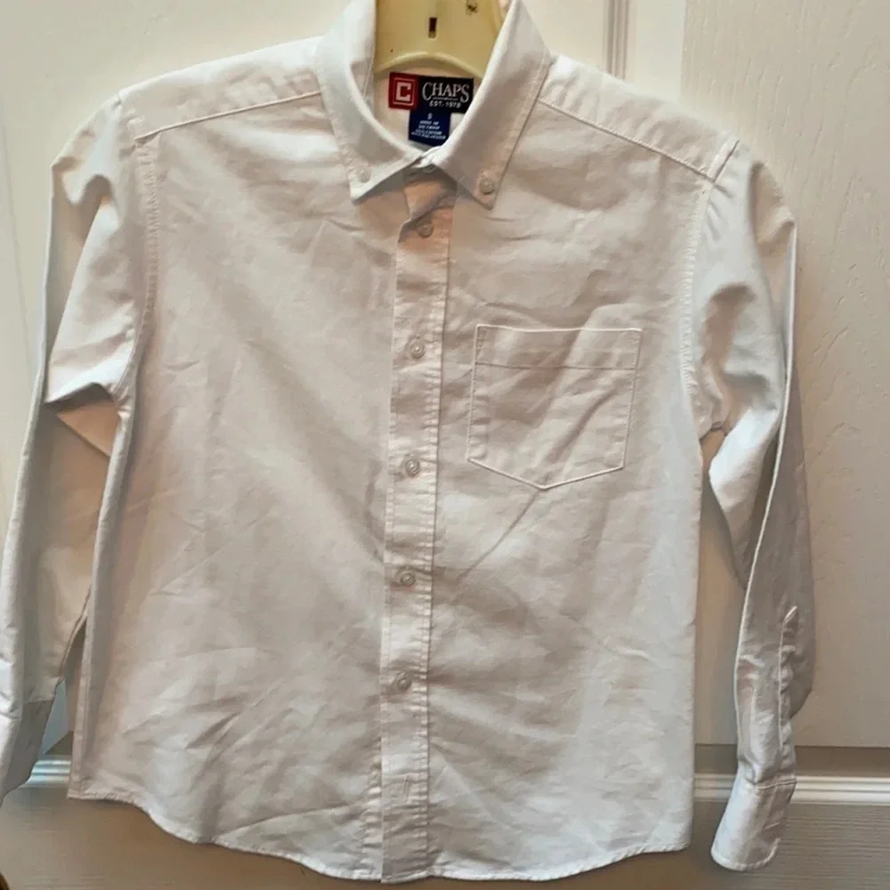 solid white button front long sleeve shirt size 8
